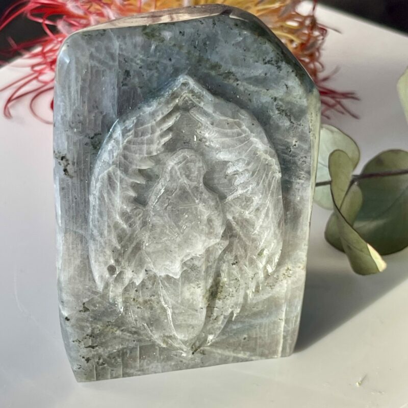 Purple Labradorite Winged Angel Carving