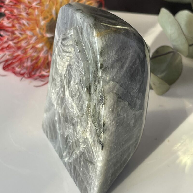 Silver Labradorite Winged Angel Carving