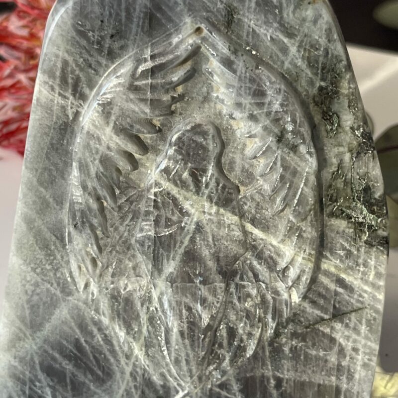 silver Labradorite Winged Angel Carving