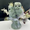 Moss Agate Twin Owl Carving - A Whimsical Wonder!