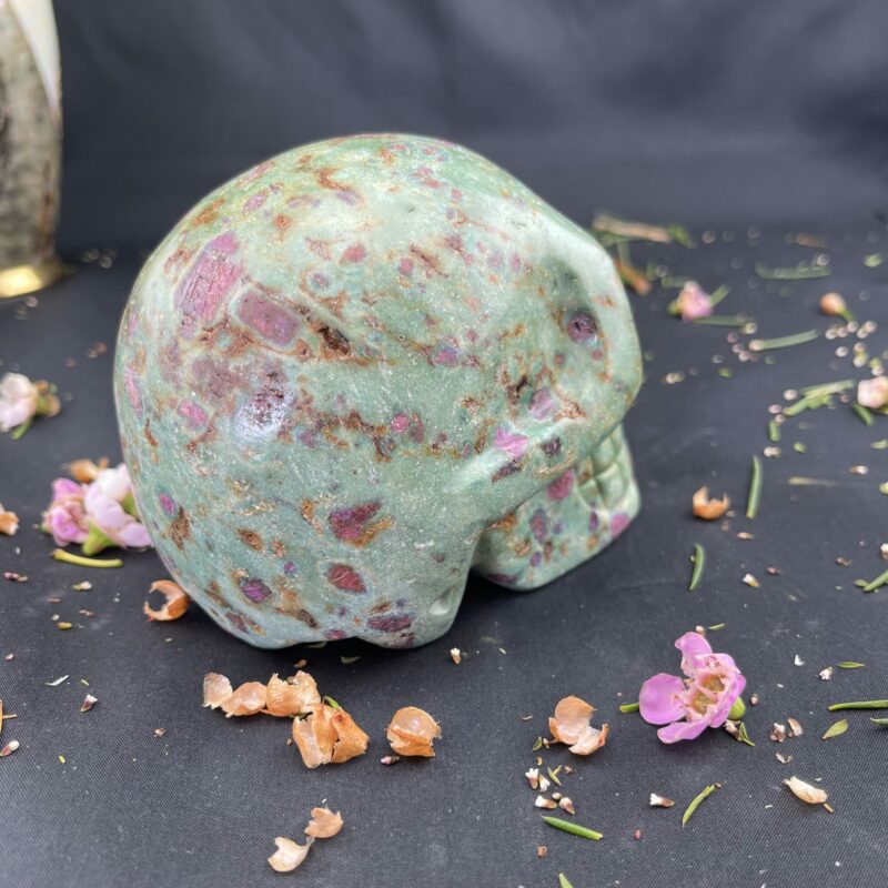 This is Ruby Zoisite Skull of Peaceful Love