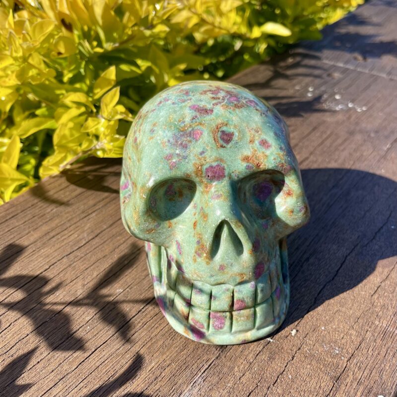 This is Ruby Zoisite Skull of Peaceful Love