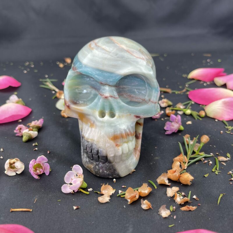 This is Large Blue Calcite Skull of Tranquility