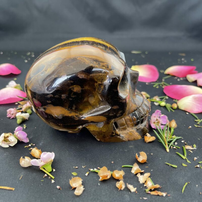 this is large tiger eye skull of strenght