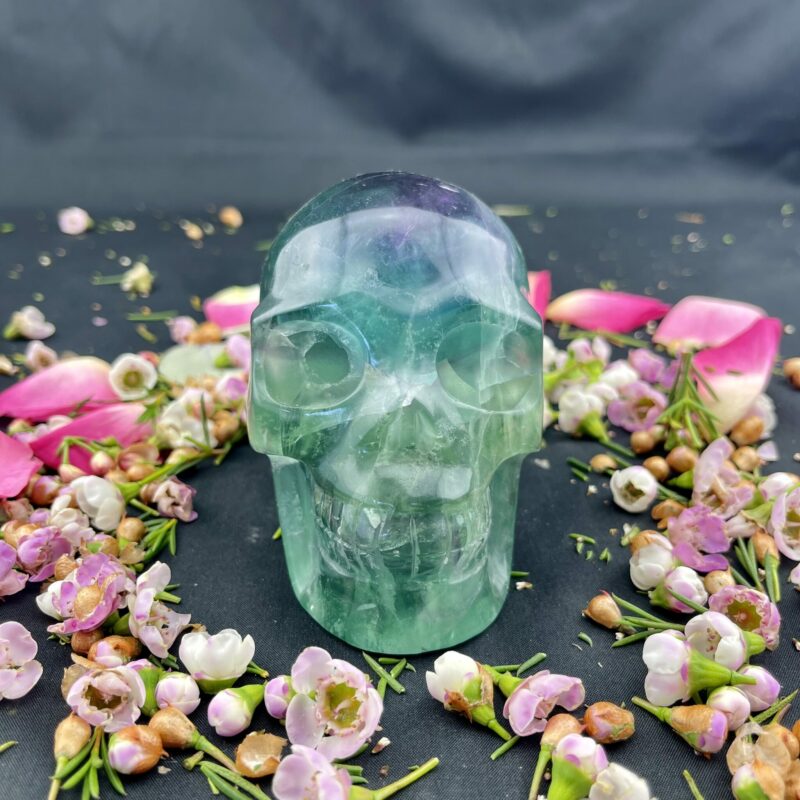 This is Gorgeous Large Rainbow Fluorite Skull