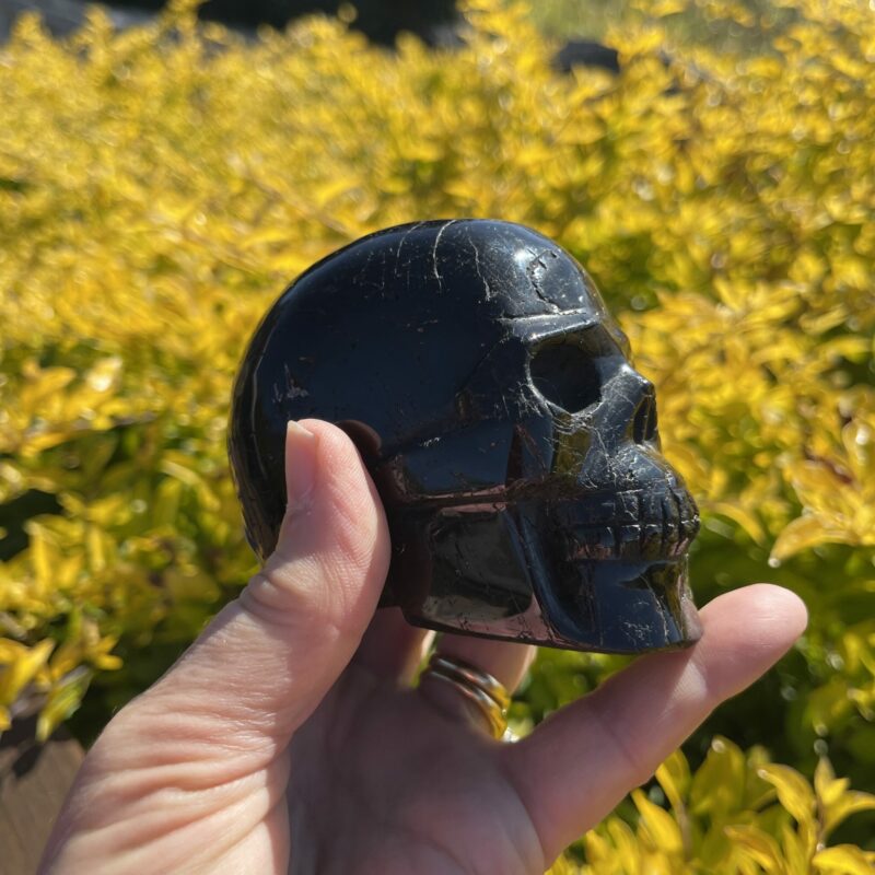 This is Large Black Tourmaline Skull of Protection