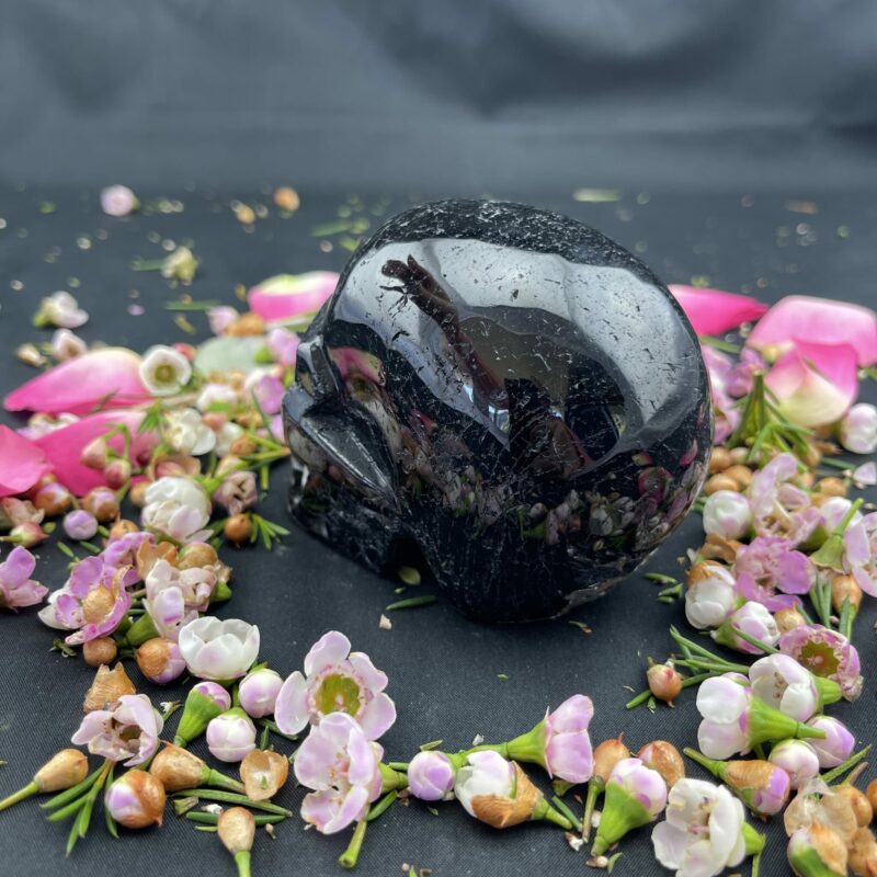 This is Large Black Tourmaline Skull of Protection