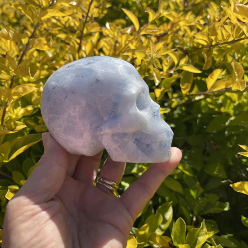 This is Blue Calcite Skull of Calmness