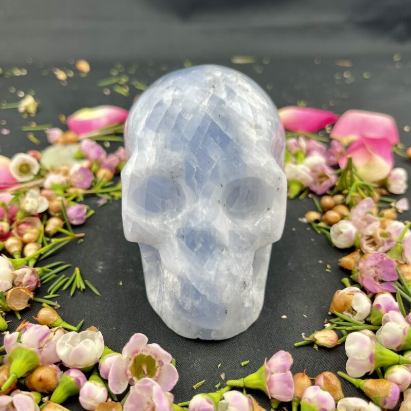 This is Blue Calcite Skull of Calmness