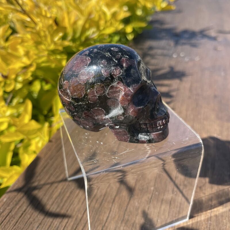 This is Rhodonite Skull of Open Heart