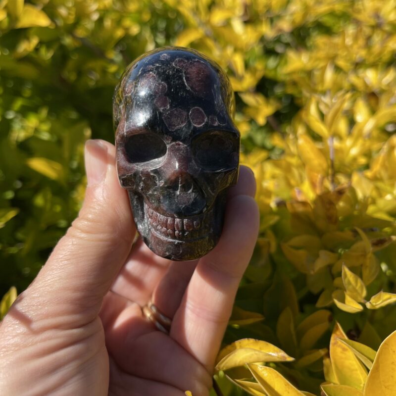 This is Rhodonite Skull of Open Heart