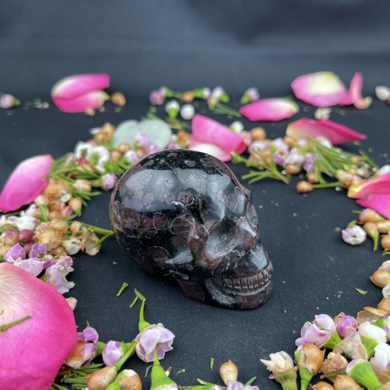 This is Rhodonite Skull of Open Heart