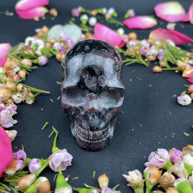 This is Rhodonite Skull of Open Heart