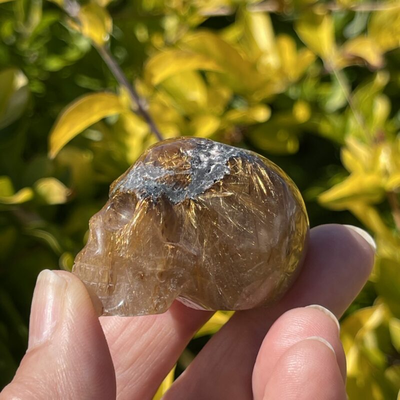 This is Small Gold Rutile Skull of Radiant Energy