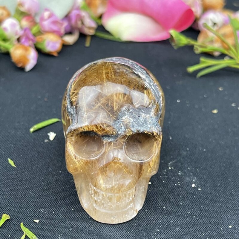 This is Small Gold Rutile Skull of Radiant Energy