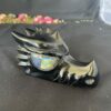 This is Black Obsidian Dragon Carving with Labradorite Eyes