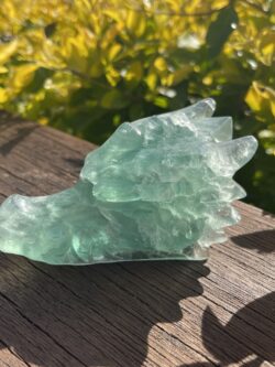 this is Rejuvenating Green Fluorite Dragon Carving