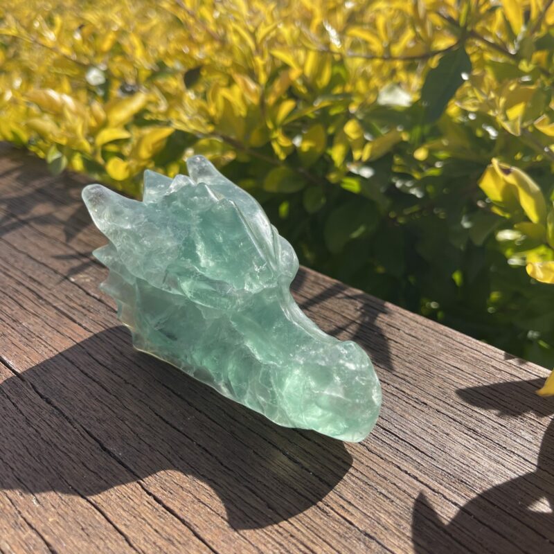 this is Rejuvenating Green Fluorite Dragon Carving