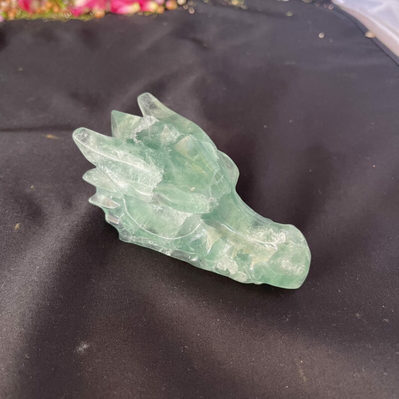 this is Rejuvenating Green Fluorite Dragon Carving