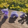 This is Mystical Loch Ness Purple Fluorite 3-Part Dragon Carving