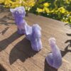 This is Mystical Loch Ness Purple Fluorite 3-Part Dragon Carving