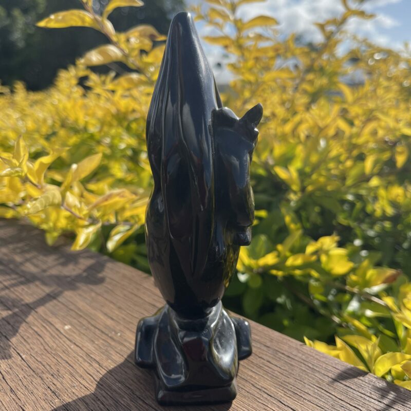 This is Black Obsidian Winged Dragon Carving