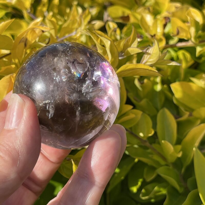 This is Mystical Clear Smoky Amethyst Sphere 5cm