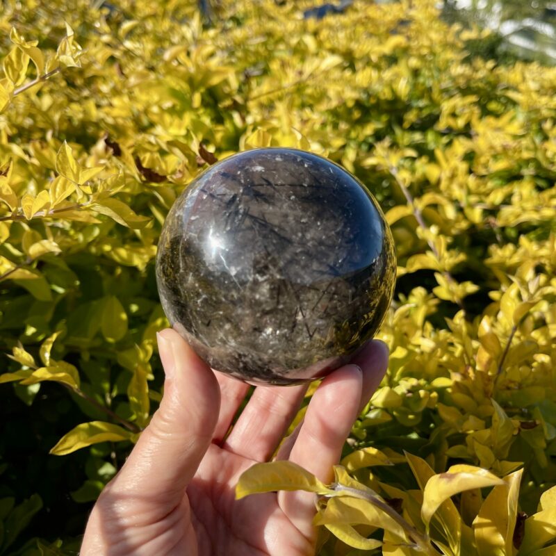 This isProtective Black Tourmaline Rutilated Sphere 8cm