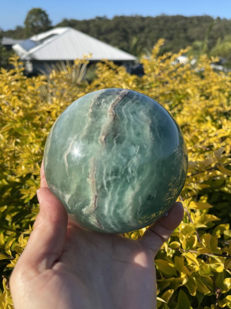 This is Deep Heart Healing XXL Green Fluorite Sphere 11cm