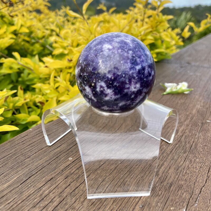 This is Our Lepidolite 5 Sphere 69mm of serenity