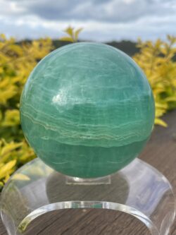 This is Deep Heart Healing XL Green Fluorite Sphere 1.53kg