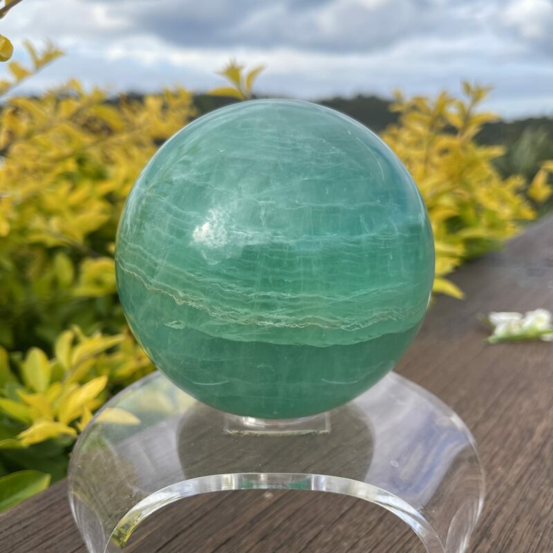 This is Deep Heart Healing XL Green Fluorite Sphere 1.53kg