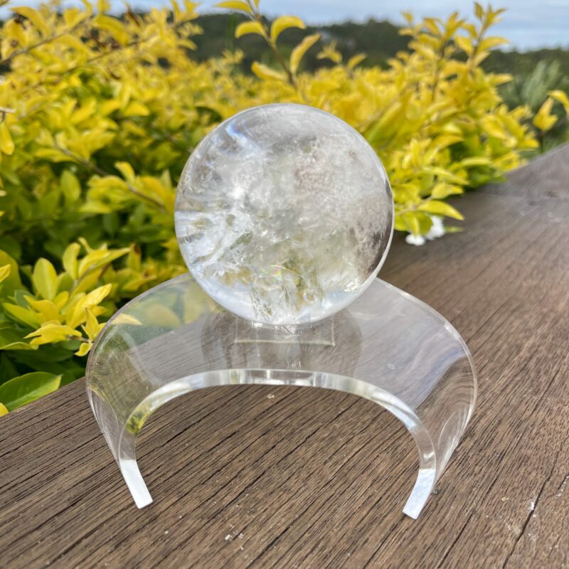 This is Clear Quartz Sphere with Earth Inclusions 72mm