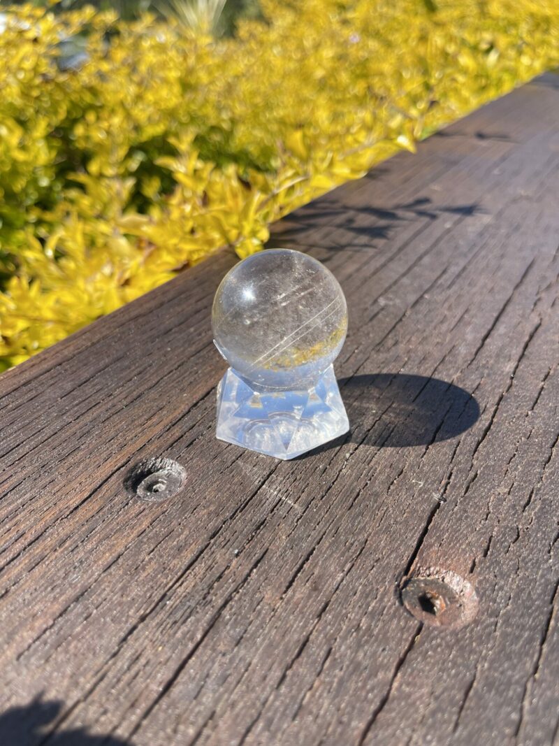 This is Highway to Heaven Rutilated Clear Quartz Sphere 4cm