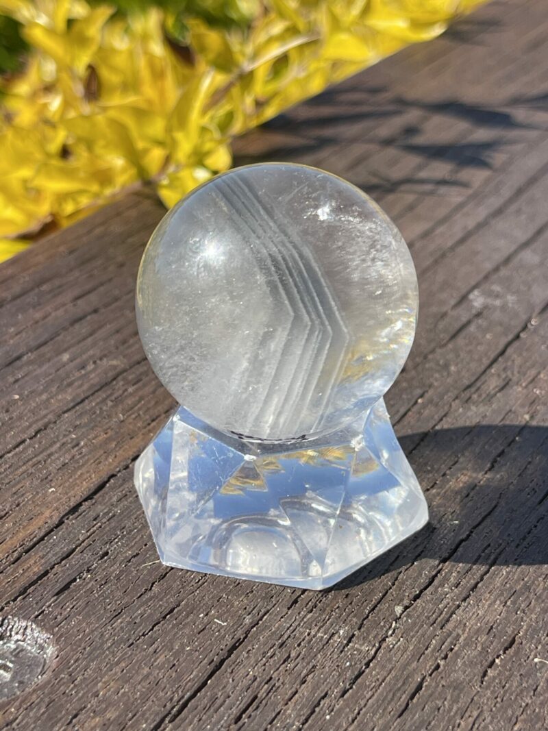 This is Grey Phantom Clear Quartz Sphere 4cm