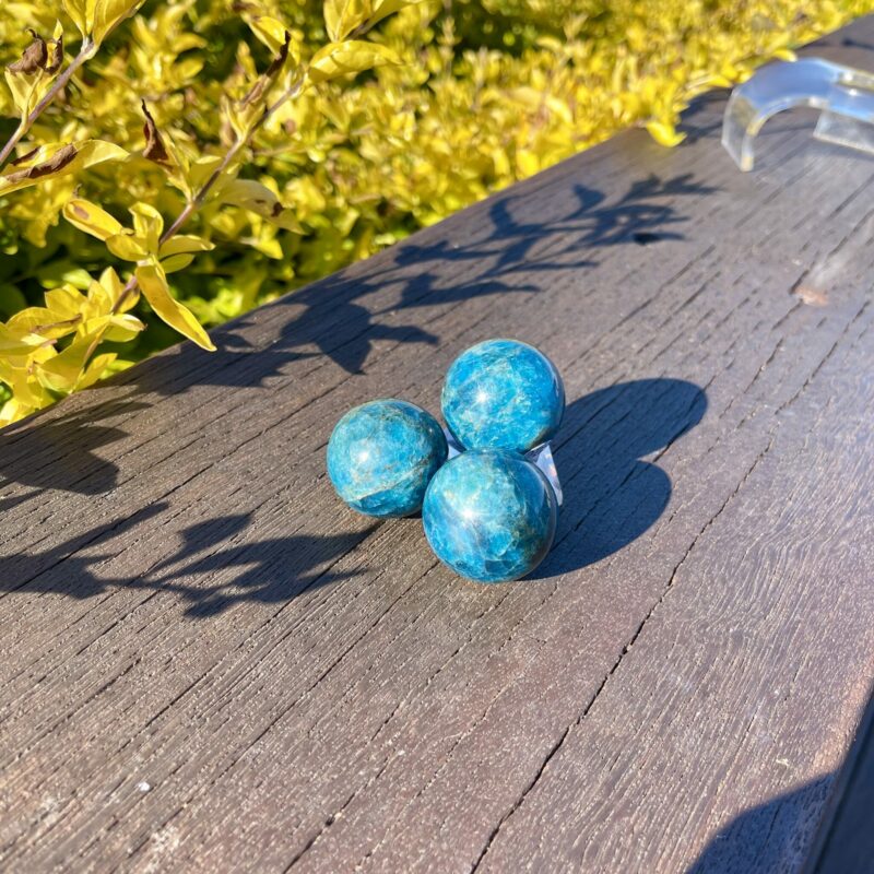 This is Deep Blue Apatite Small Sphere