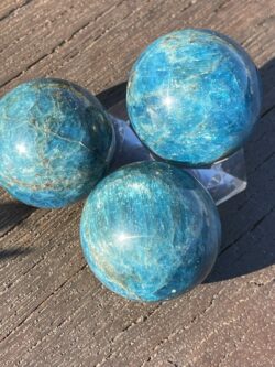 This is Deep Blue Apatite Small Sphere