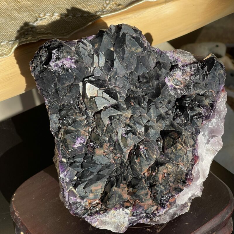 This is black amethyst galaxy cluster enhancing spiritual and emotional balance