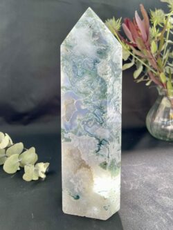 Moss Agate Tower with Druzy magic 3.1kg