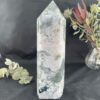 Moss Agate Tower with Druzy