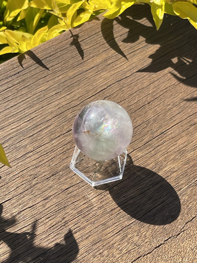 This is Beautiful Light Rainbow Fluorite Sphere 4cm