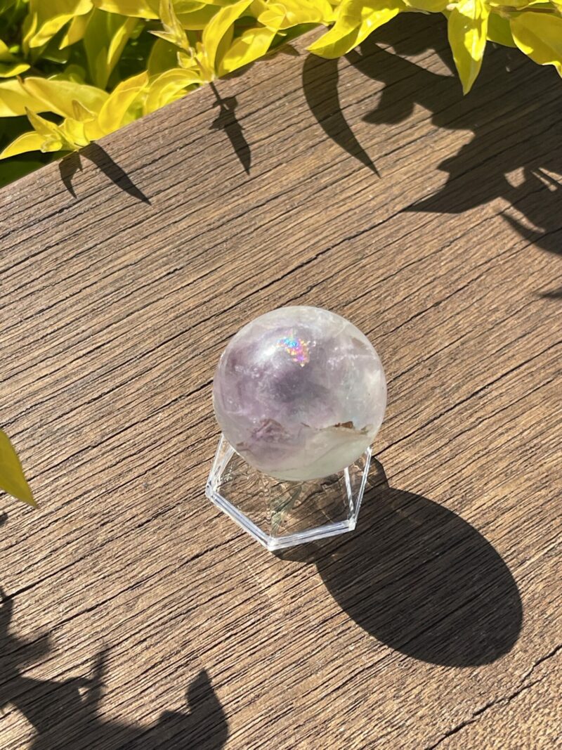 This is Beautiful Light Rainbow Fluorite Sphere 4cm