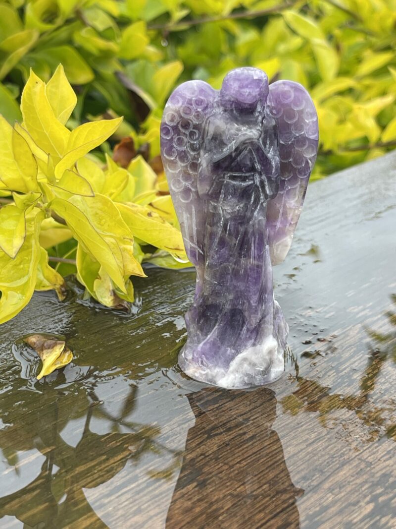 This is Tranquil Chevron Amethyst Angel - 7.5cm