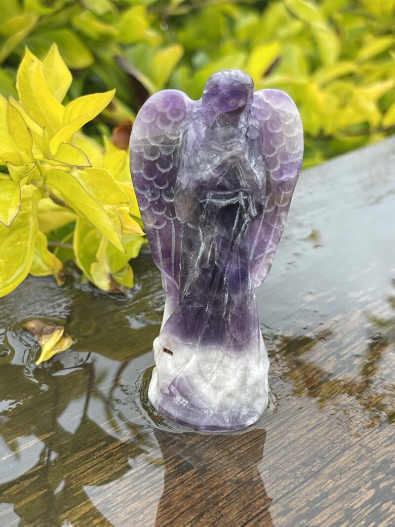 This is Tranquil Chevron Amethyst Angel - 7.5cm