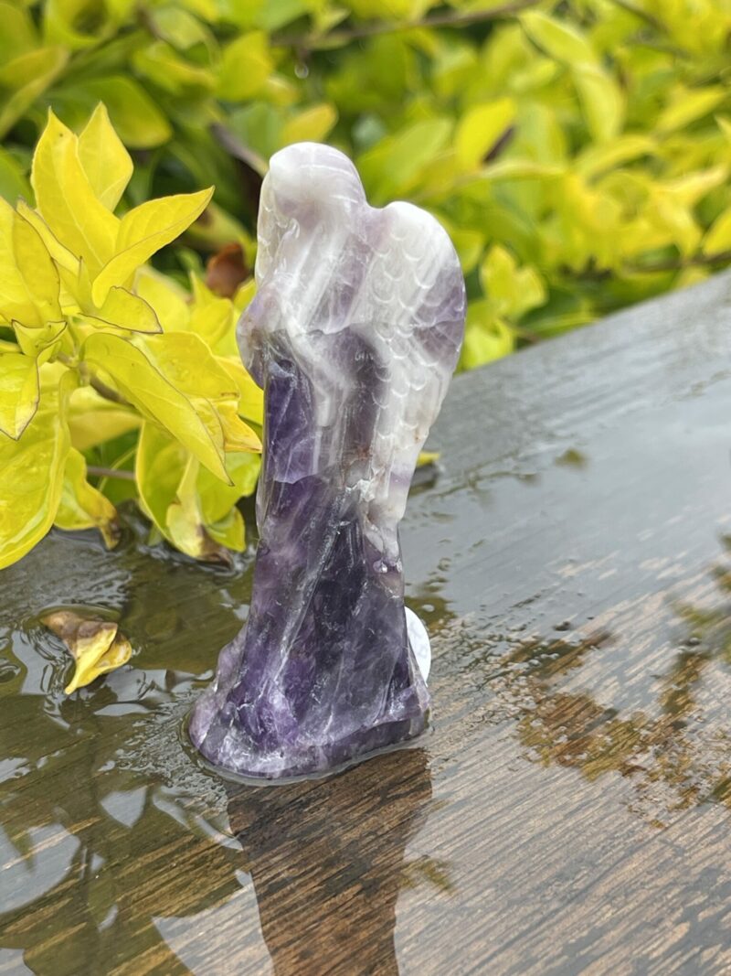 This is Divine Chevron Amethyst Angel with White Wings - 7.5cm