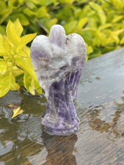 This is Divine Chevron Amethyst Angel with White Wings - 7.5cm