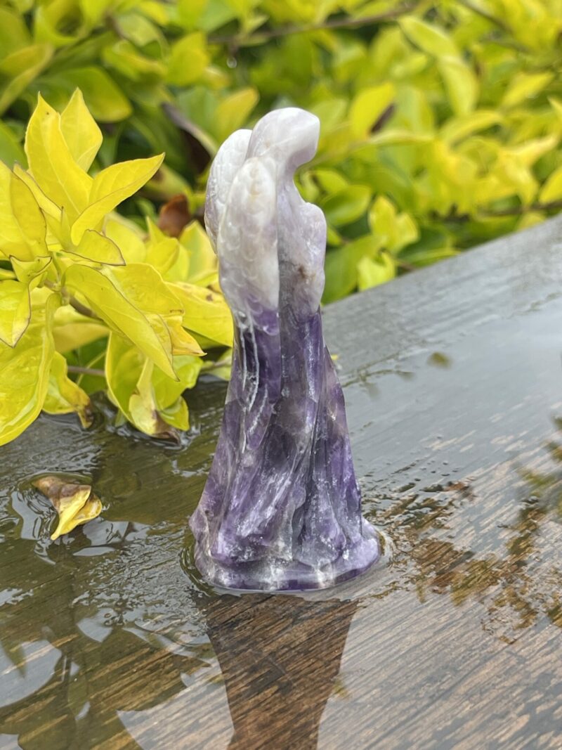 This is Divine Chevron Amethyst Angel with White Wings - 7.5cm