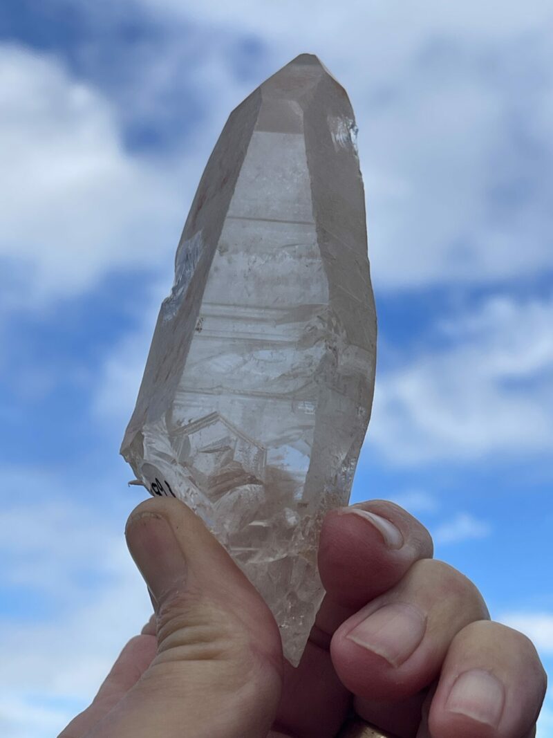 this is Pink Key Inclusion Lemurian Quartz Point