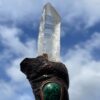 This is Beloved Wisdom Talking Stick with rose quartz and malachite - 36cm