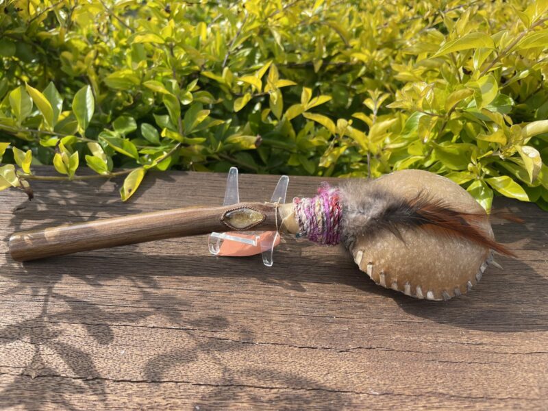 Ceremonial Goat Hide Rattle with Citrine (30cm)